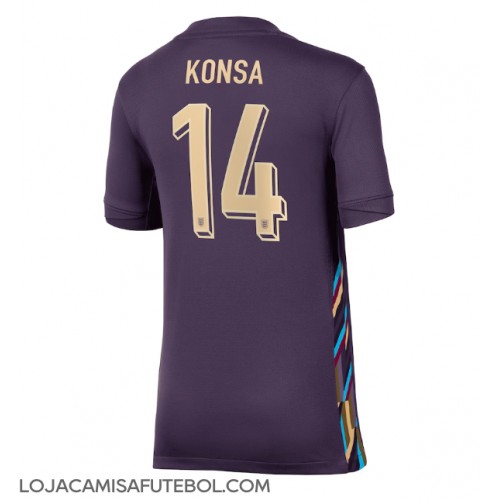 Camisa de Futebol Inglaterra Ezri Konsa #14 Equipamento Secundário Mulheres Europeu 2024 Manga Curta